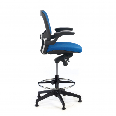 ergonomische kruk blauw bureauhocker netstof mesh vaste armleuningen 6