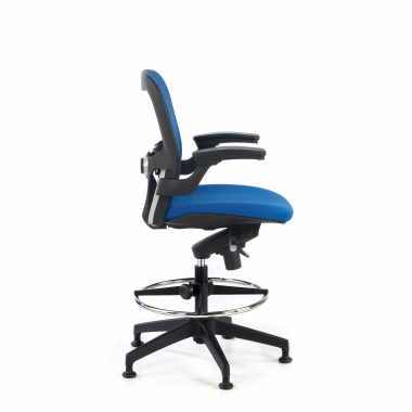 ergonomische kruk blauw bureauhocker netstof mesh vaste armleuningen 7