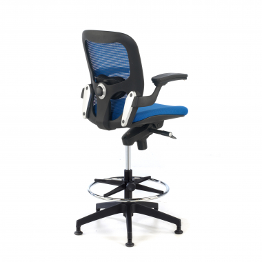ergonomische kruk blauw bureauhocker netstof mesh vaste armleuningen 8