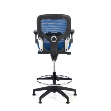 ergonomische kruk blauw bureauhocker netstof mesh vaste armleuningen 9