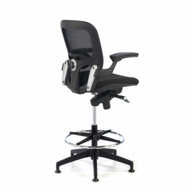ergonomische kruk zwart bureauhocker netstof mesh vaste armleuningen 6