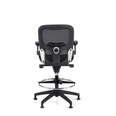 ergonomische kruk zwart bureauhocker netstof mesh vaste armleuningen 8