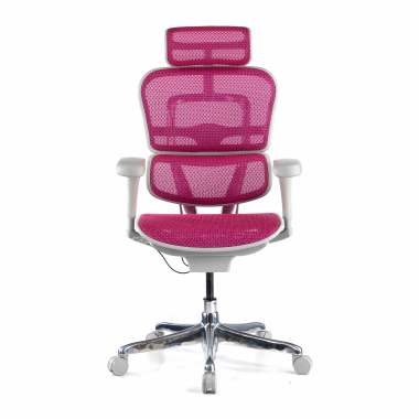 ergonomische bureaustoel wit roze witte structuur net netstof mesh beweegbare armleuningen hoofdsteun 3