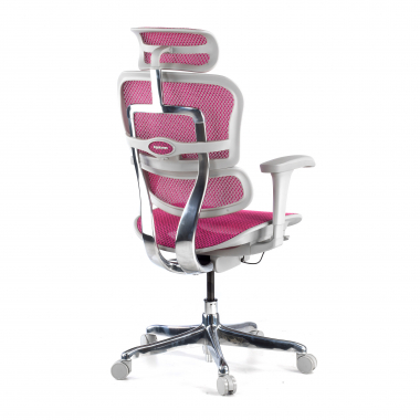ergonomische bureaustoel wit roze witte structuur net netstof mesh beweegbare armleuningen hoofdsteun 7
