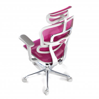 ergonomische bureaustoel wit roze witte structuur net netstof mesh beweegbare armleuningen hoofdsteun 8