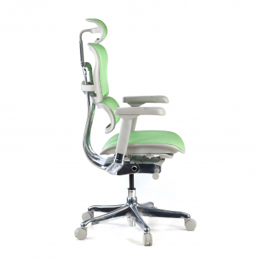 ergonomische bureaustoel wit groen witte structuur net netstof mesh 5d verstelbare armleuningen hoofdsteun 4