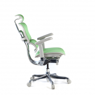 ergonomische bureaustoel wit groen witte structuur net netstof mesh 5d verstelbare armleuningen hoofdsteun 5
