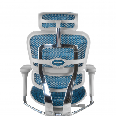 ergonomische bureaustoel wit blauw witte structuur net netstof mesh 5d verstelbare armleuningen hoofdsteun 8