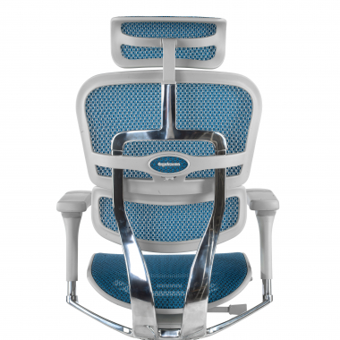 ergonomische bureaustoel wit blauw witte structuur net netstof mesh 5d verstelbare armleuningen hoofdsteun 9