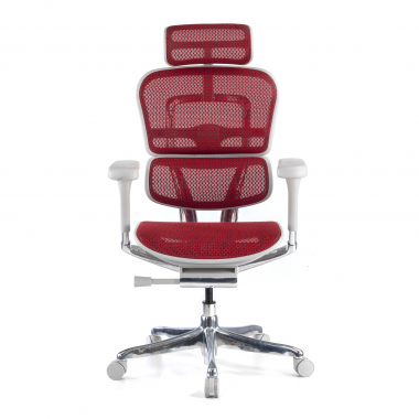 ergonomische bureaustoel wit rood witte structuur net netstof mesh 5d verstelbare armleuningen hoofdsteun 3
