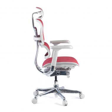 ergonomische bureaustoel wit rood witte structuur net netstof mesh 5d verstelbare armleuningen hoofdsteun 4