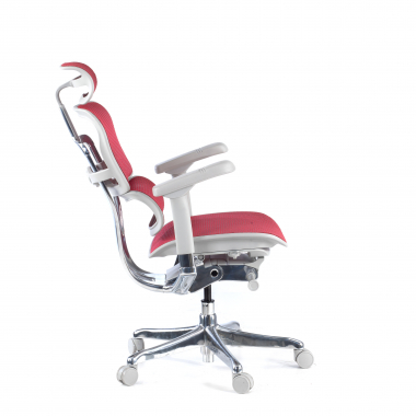 ergonomische bureaustoel wit rood witte structuur net netstof mesh 5d verstelbare armleuningen hoofdsteun 5