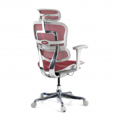 ergonomische bureaustoel wit rood witte structuur net netstof mesh 5d verstelbare armleuningen hoofdsteun 6