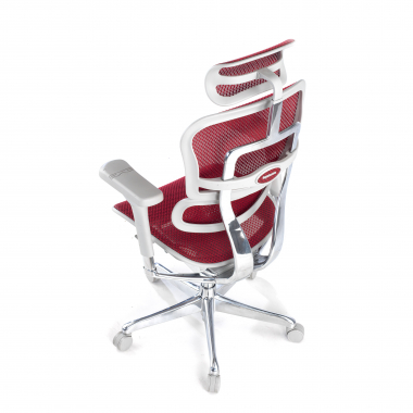 ergonomische bureaustoel wit rood witte structuur net netstof mesh 5d verstelbare armleuningen hoofdsteun 7