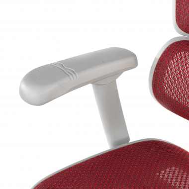 ergonomische bureaustoel wit rood witte structuur net netstof mesh 5d verstelbare armleuningen hoofdsteun 8