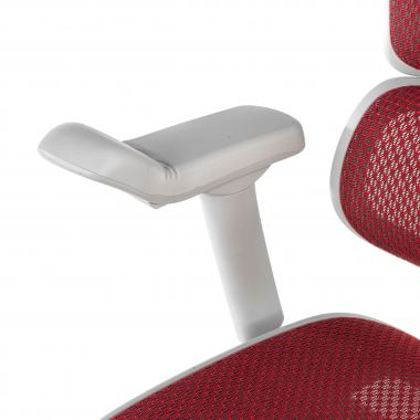 ergonomische bureaustoel wit rood witte structuur net netstof mesh 5d verstelbare armleuningen hoofdsteun 9