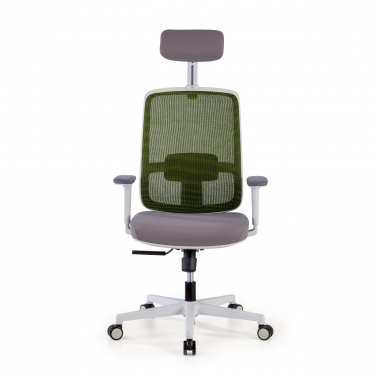 bureaustoel wit groen kaito netstof mesh beweegbare armleuningen hoofdsteun 3