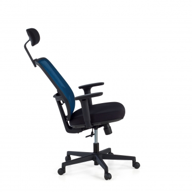 bureaustoel blauw zwarte structuur hoofdsteun netstof mesh 1d verstelbare armleuningen lumbale steun hoofdsteun 5