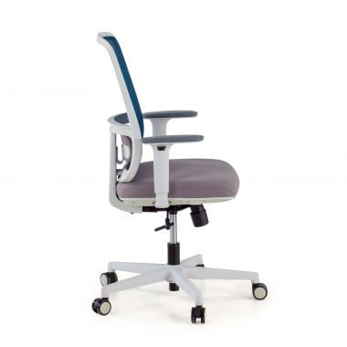 bureaustoel wit blauw witte structuur netstof mesh 1d verstelbare armleuningen lumbale steun 4