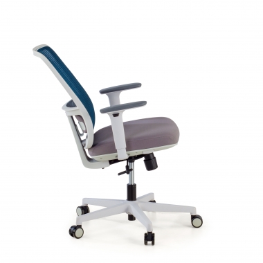 bureaustoel wit blauw witte structuur netstof mesh 1d verstelbare armleuningen lumbale steun 5