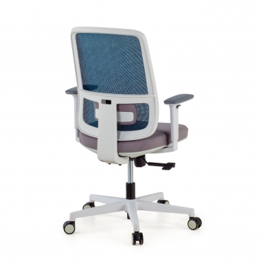 bureaustoel wit blauw witte structuur netstof mesh 1d verstelbare armleuningen lumbale steun 6