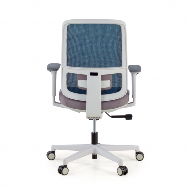 bureaustoel wit blauw witte structuur netstof mesh 1d verstelbare armleuningen lumbale steun 7