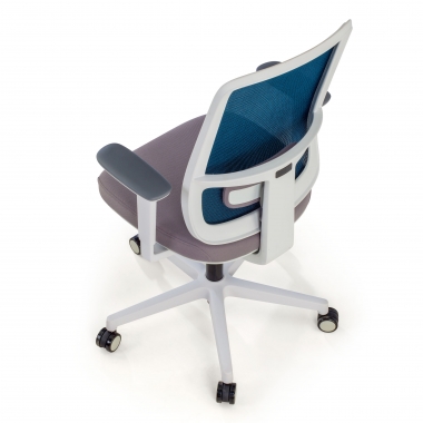 bureaustoel wit blauw witte structuur netstof mesh 1d verstelbare armleuningen lumbale steun 8