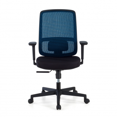 bureaustoel blauw zwarte structuur netstof mesh 1d verstelbare armleuningen lumbale steun 3