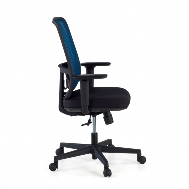 bureaustoel blauw zwarte structuur netstof mesh 1d verstelbare armleuningen lumbale steun 4