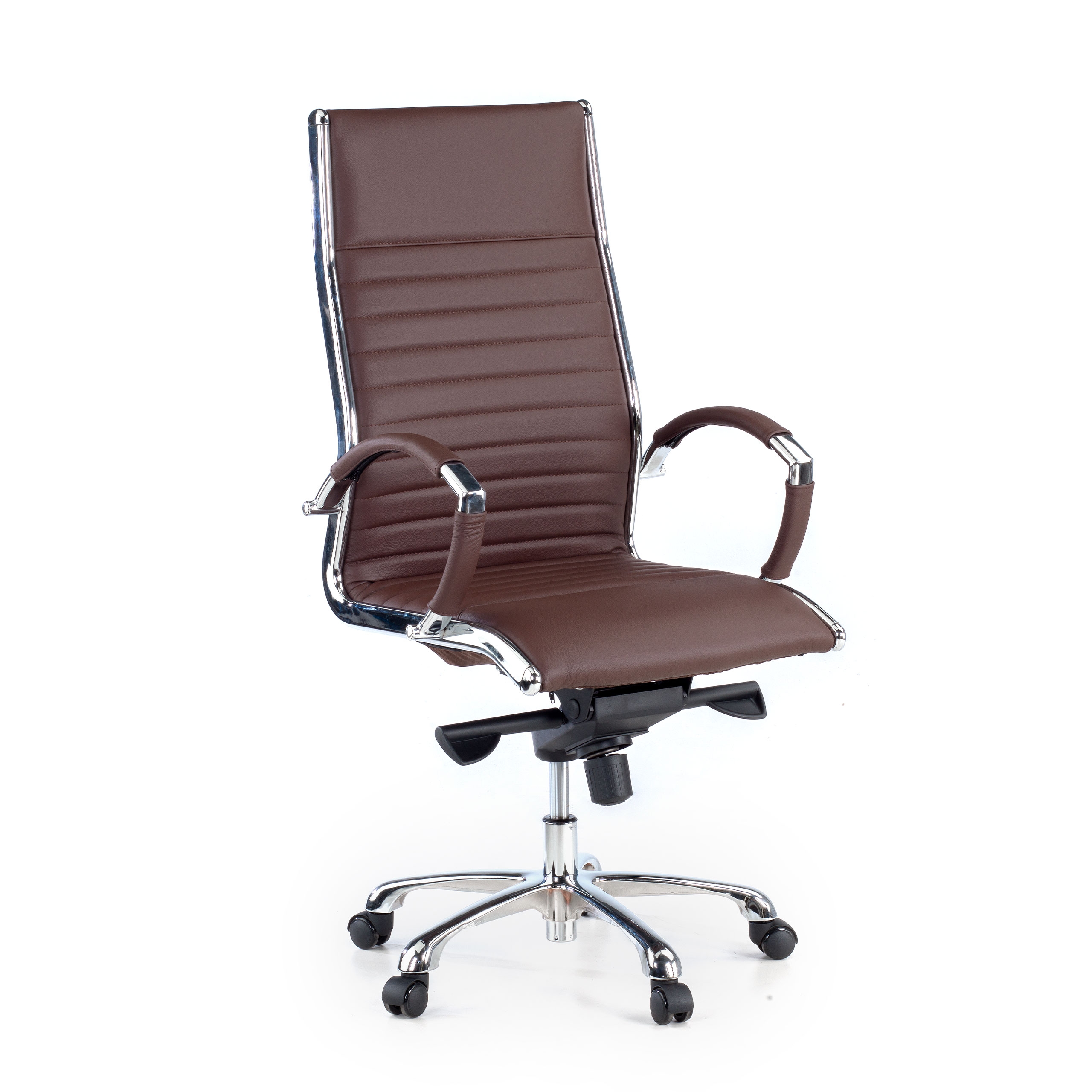 Luxe bureaustoel Arkansas, verchroomd frame, leren bekleding