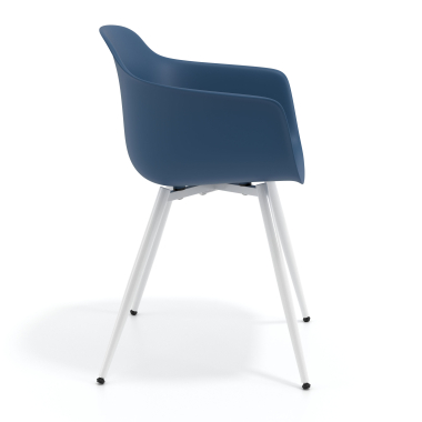 vergaderstoel blauw 4 poten kunststof vaste armleuningen 4