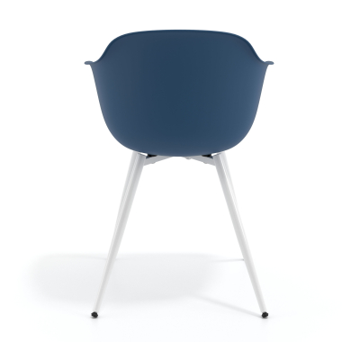 vergaderstoel blauw 4 poten kunststof vaste armleuningen 5