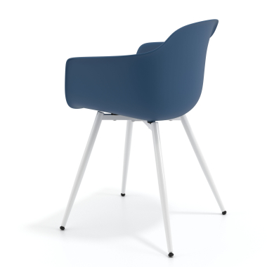 vergaderstoel blauw 4 poten kunststof vaste armleuningen 6