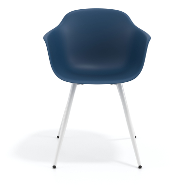 vergaderstoel blauw 4 poten kunststof vaste armleuningen 3