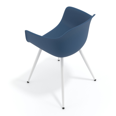 vergaderstoel blauw 4 poten kunststof vaste armleuningen 7