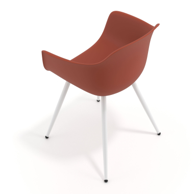 vergaderstoel wit oranje 4 poten kunststof vaste armleuningen 7