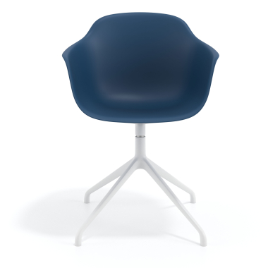 kuipstoel wit blauw basis piramide kunststof vaste armleuningen 3