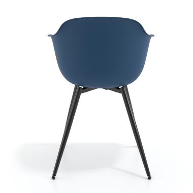 vergaderstoel zwart blauw 4 poten kunststof vaste armleuningen 5