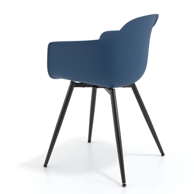 vergaderstoel zwart blauw 4 poten kunststof vaste armleuningen 6