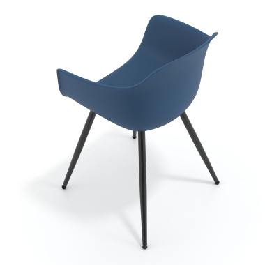 vergaderstoel zwart blauw 4 poten kunststof vaste armleuningen 7