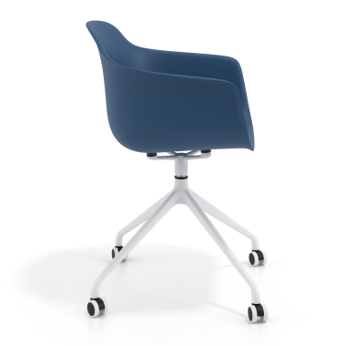 kuipstoel blauw met wielen kunststof vaste armleuningen 4