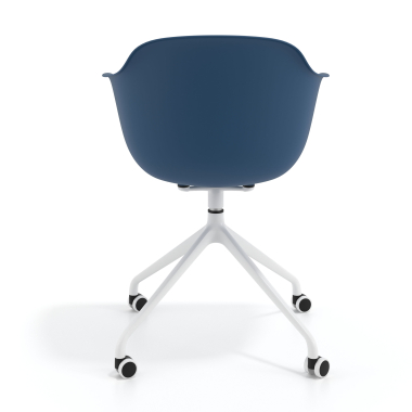 kuipstoel blauw met wielen kunststof vaste armleuningen 5