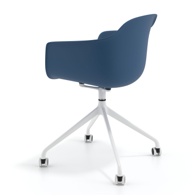 kuipstoel blauw met wielen kunststof vaste armleuningen 6