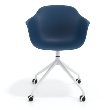 kuipstoel blauw met wielen kunststof vaste armleuningen 3