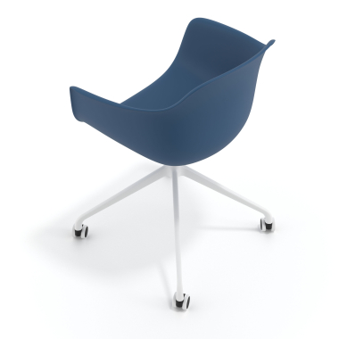 kuipstoel blauw met wielen kunststof vaste armleuningen 7