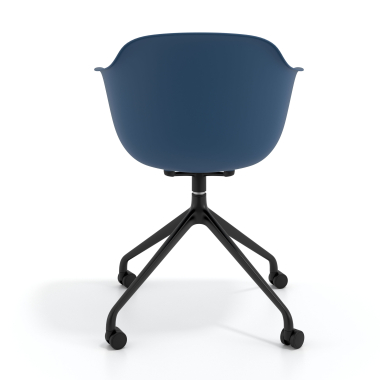 kuipstoel blauw met wielen kunststof vaste armleuningen 5