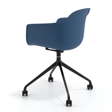 kuipstoel blauw met wielen kunststof vaste armleuningen 6