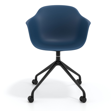 kuipstoel blauw met wielen kunststof vaste armleuningen 3