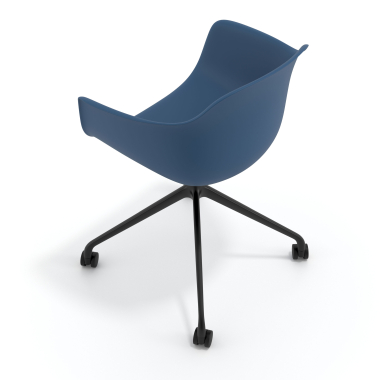 kuipstoel blauw met wielen kunststof vaste armleuningen 7