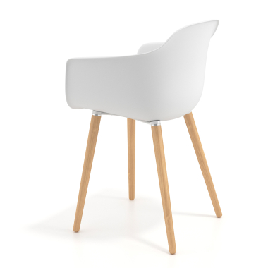 scandinavische stoel wit draaistoel hout kunststof vaste armleuningen 6